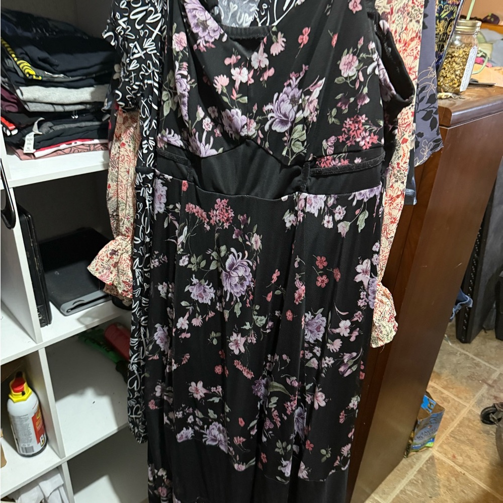Torrid Floral Maxi Dress in Black and Pink